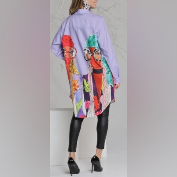 👚Stylish Oversized Buttoned Down Shirt: 2 Women w/Sunglasses (Large Prints) 👚 - Picture 9 of 12